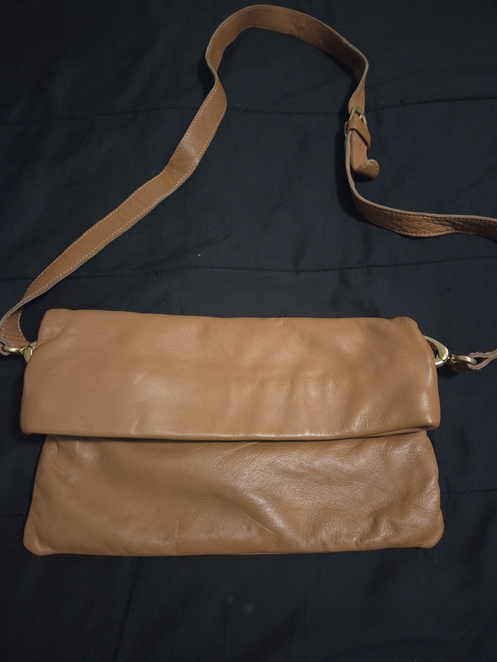 Sseko Fold-Over Crossbody Bag in Tan Brown